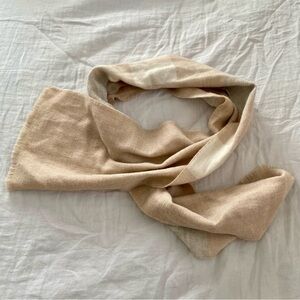 Kuna Luxury Scarf Shawl Baby Alpaca Beige Grey Checkered Fringe Wool OS